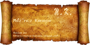 Müncz Kenese névjegykártya
